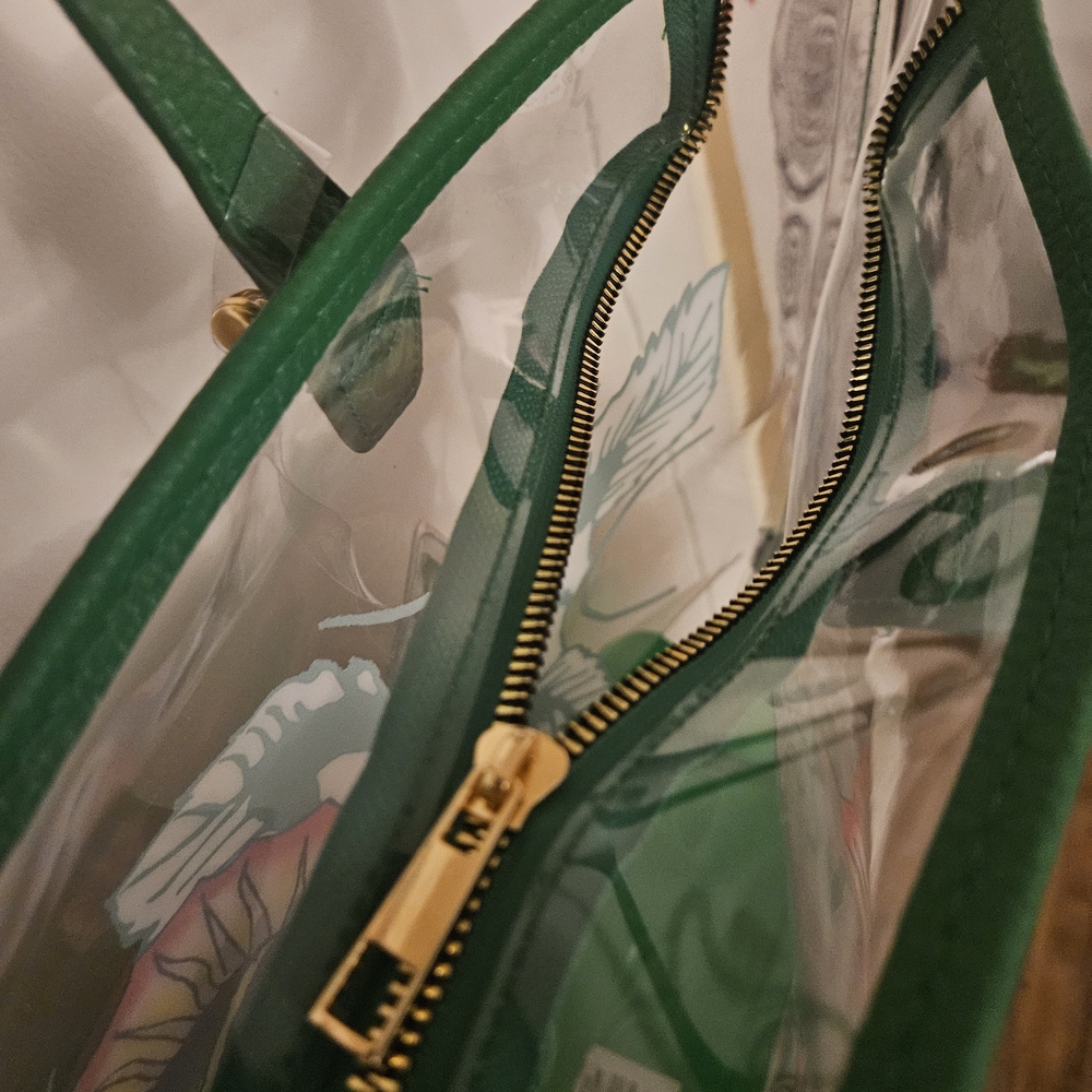 Ed Hardy Clear Tote with Green Trim and Virgen de Guadalupe Graphic - Picture 6 of 6